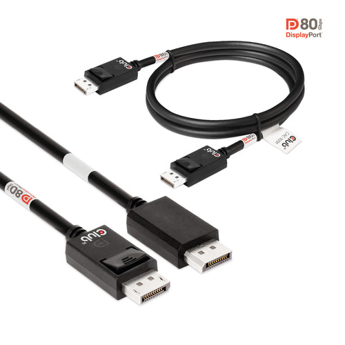 CLUB3D DisplayPort 2.1 Bi-Directional VESA DP80 Gecertificeerde kabel 4K240Hz, 8K60Hz or 10K30Hz M/M 1.2m/3.94ft, 1,2 m, DisplayPort, DisplayPort, Mannelijk, Mannelijk, 10328 x 7760 Pixels