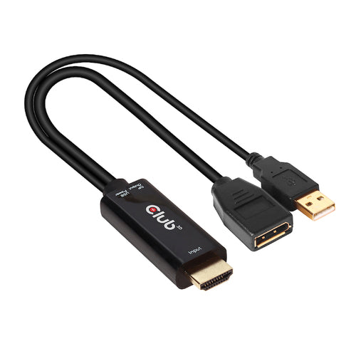 CLUB3D HDMI 2.0 TO DISPLAYPORT 1.2 4K60HZ HDR M/F ACTIVE ADAPTER, HDMI, DisplayPort, 0,25 m, Zwart