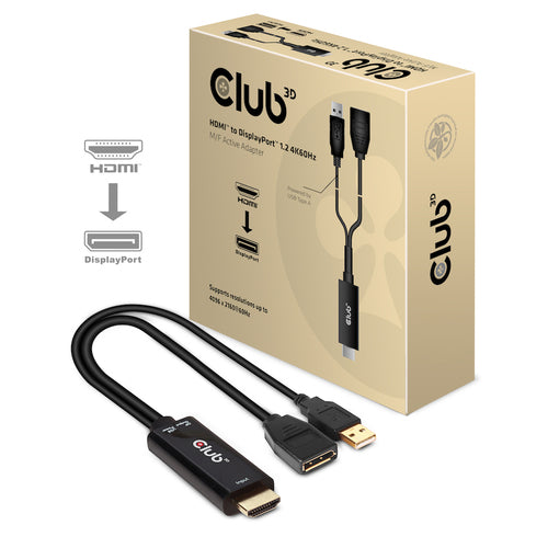 CLUB3D HDMI 2.0 TO DISPLAYPORT 1.2 4K60HZ HDR M/F ACTIVE ADAPTER, HDMI, DisplayPort, 0,25 m, Zwart