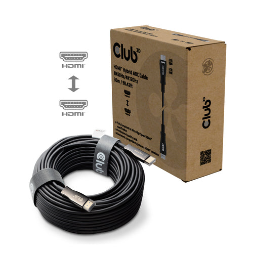 CLUB3D HDMIâ¢ Hybrid AOC Cable 8K60Hz/4K120Hz 30m / 98.42 ft, 30 m, HDMI Type A (Standaard), HDMI Type A (Standaard)