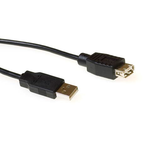 ACT USB 2.0 A male - USB A female zwart 1,80 m, 1,8 m, USB A, USB A, Mannelijk/Vrouwelijk, Zwart