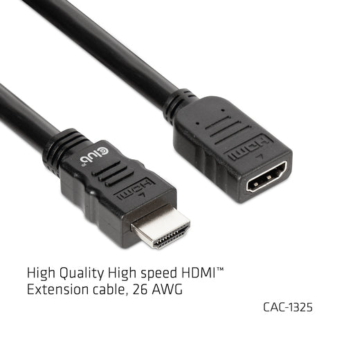 CLUB3D High Speed HDMIâ¢ Extension Cable 4K60Hz M/F 5m/16.4ft 26 AWG, 5 m, HDMI Type A (Standaard), HDMI Type A (Standaard), 3D, 18 Gbit/s, Zwart