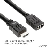 CLUB3D High Speed HDMIâ¢ Extension Cable 4K60Hz M/F 5m/16.4ft 26 AWG, 5 m, HDMI Type A (Standaard), HDMI Type A (Standaard), 3D, 18 Gbit/s, Zwart