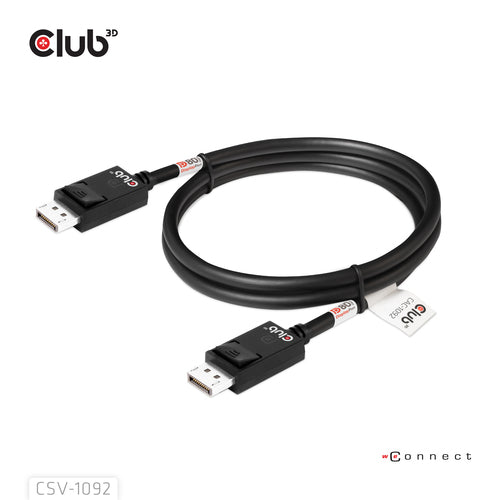 CLUB3D DisplayPortâ¢ 2.1 Bi-Directional VESA DP80 Gecertificeerde kabel 4K240Hz, 8K60Hz or 10K60Hz M/M 1.6m/ Next-Gen Gaming, 1,6 m, DisplayPort, DisplayPort, Mannelijk, Mannelijk, 10240 x 4320 Pixels