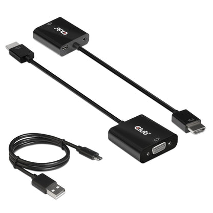 CLUB3D CAC-1302, 0,5 m, HDMI Type A (Standaard), VGA (D-Sub), Mannelijk, Vrouwelijk, Zwart