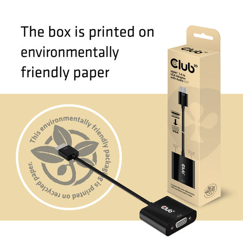 CLUB3D CAC-1302, 0,5 m, HDMI Type A (Standaard), VGA (D-Sub), Mannelijk, Vrouwelijk, Zwart