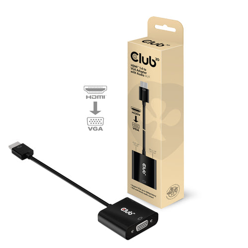 CLUB3D CAC-1302, 0,5 m, HDMI Type A (Standaard), VGA (D-Sub), Mannelijk, Vrouwelijk, Zwart