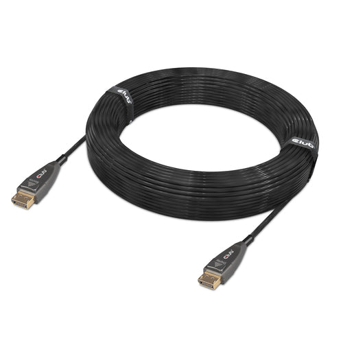 CLUB3D DisplayPort 1.4 Active Optical Cable Unidirectional 4K120Hz 8K60Hz M/M 20m/65.62ft, 20 m, DisplayPort, DisplayPort, Mannelijk, Mannelijk, 7680 x 4320 Pixels