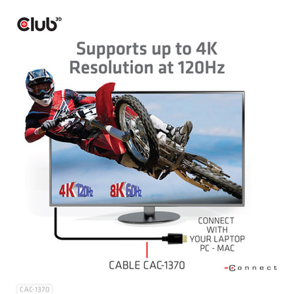CLUB3D Ultra High Speed ââHDMIâ¢2.1 gecertificeerde kabel 4K120Hz, 144Hz 48Gbps M/V 1.5M, 1,5 m, HDMI Type A (Standaard), HDMI Type A (Standaard), 48 Gbit/s, Audio Return Channel (ARC), Zwart