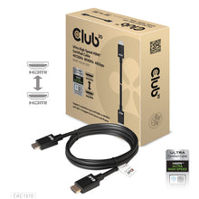CLUB3D Ultra High Speed ââHDMIâ¢2.1 gecertificeerde kabel 4K120Hz, 144Hz 48Gbps M/V 1.5M, 1,5 m, HDMI Type A (Standaard), HDMI Type A (Standaard), 48 Gbit/s, Audio Return Channel (ARC), Zwart