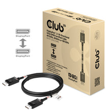 CLUB3D DisplayPort 2.1 Bi-Directional VESA DP80 Gecertificeerde kabel 4K240Hz, 8K60Hz or 10K30Hz M/M 1.2m/3.94ft, 1,2 m, DisplayPort, DisplayPort, Mannelijk, Mannelijk, 10328 x 7760 Pixels