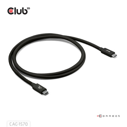 CLUB3D USB 80Gbps Certified 240W 8K240Hz Type-CÂ® 1.2m / 3.94ft Black Cable, 2 g, 45 g, 10 g, 225 g, 8544 4290