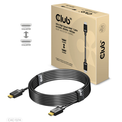 CLUB3D Ultra High Speed ââHDMIâ¢2.1 gecertificeerde kabel 4K120Hz, 144Hz 48Gbps M/V 4 Meter, 4 m, HDMI Type A (Standaard), HDMI Type A (Standaard), Zwart
