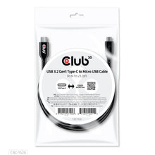 CLUB3D USB 3.2 Gen1 Type-C to Micro USB Cable M/M 1m /3.28ft, 1 m, USB C, Micro-USB B, USB 3.2 Gen 1 (3.1 Gen 1), 5 Gbit/s, Zwart