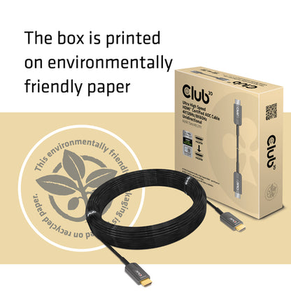 CLUB3D Ultra High Speed ââHDMI 2.1â¢ gecertificeerde AOC-kabel 4K120Hz/8K60Hz Unidirectioneel M/M 15m, 15 m, HDMI Type A (Standaard), HDMI Type A (Standaard), Audio Return Channel (ARC), Zwart