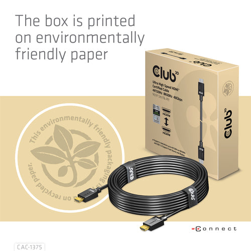 CLUB3D Ultra High Speed HDMIâ¢2.1 gecertificeerde kabel 4K120Hz, 144Hz 48Gbps M/V 5 Meter, 5 m, HDMI Type A (Standaard), HDMI Type A (Standaard), 48 Gbit/s, Audio Return Channel (ARC), Zwart