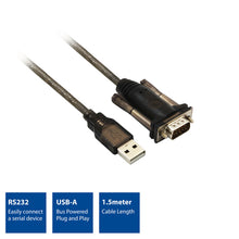 ACT USB naar Serieel Converter (Basic Version), Zwart, 1,5 m, USB Type-A, DB-9, Mannelijk, Mannelijk