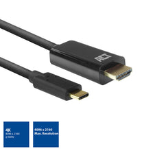 ACT USB-C naar HDMI kabel 2 meter, 2 m, USB Type-C, HDMI Type A (Standaard), Mannelijk, Mannelijk, Recht