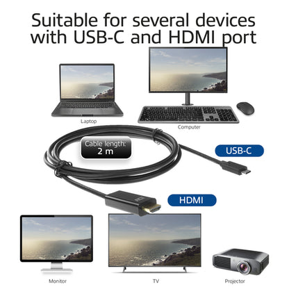 ACT USB-C naar HDMI kabel 2 meter, 2 m, USB Type-C, HDMI Type A (Standaard), Mannelijk, Mannelijk, Recht