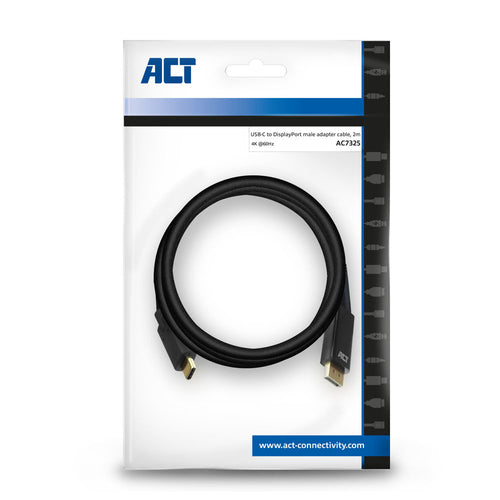 ACT USB-C naar DisplayPort kabel 2 meter, 2 m, USB Type-C, DisplayPort, Mannelijk, Mannelijk, Recht