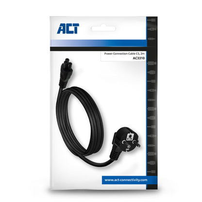 ACT Netsnoer CEE7/7 male (haaks) - C5 zwart 2 m, 2 m, CEE7/7, C5 stekker, 250 V, 2.5 A