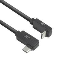 ACT USB 3.0 10Gbps 60W USB Type-C (haaks links/rechts) naar USB Type-C (haaks boven/beneden) kabel, 0,5 meter, 0,5 m, USB C, USB C, USB 3.2 Gen 2 (3.1 Gen 2), 10 Gbit/s, Zwart