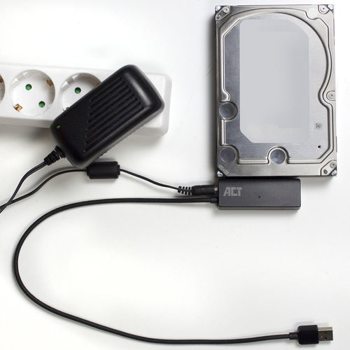 ACT USB 3.2 Gen1 naar 2,5/3,5 inch SATA Adapterkabel voor SSD/HDD, 2.5/3.5" SATA, USB A, 0,45 m, Zwart