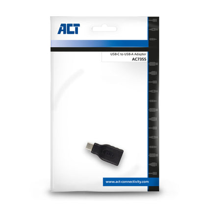 ACT USB-C naar USB-A adapter, USB-A, USB-C, Zwart