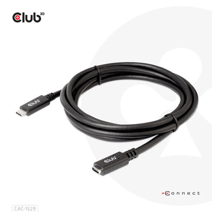 CLUB3D USB Gen1 Type-C Extensie kabel 5Gbps 60W(20V/3A) 4K60Hz M/F 1m/3.28ft, 1 m, USB C, 2 x USB C