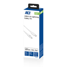 ACT USB 2.0 laad- en datakabel C male - Lightning male 1 meter, MFI gecertificeerd, 1 m, Lightning, USB C, Mannelijk, Mannelijk, Wit