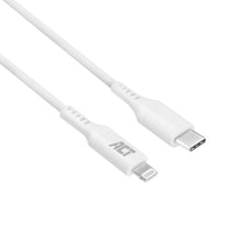 ACT USB 2.0 laad- en datakabel C male - Lightning male 1 meter, MFI gecertificeerd, 1 m, Lightning, USB C, Mannelijk, Mannelijk, Wit