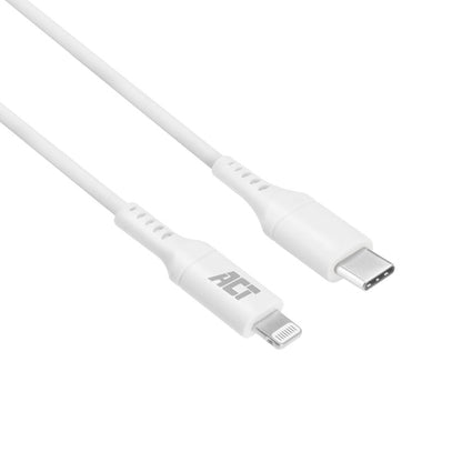 ACT USB 2.0 laad- en datakabel C male - Lightning male 1 meter, MFI gecertificeerd, 1 m, Lightning, USB C, Mannelijk, Mannelijk, Wit