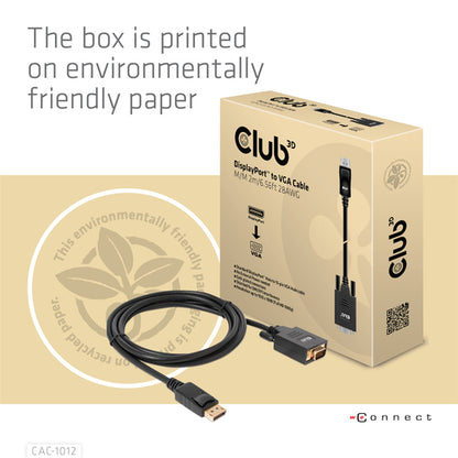 CLUB3D DisplayPort to VGA Cable M/M, 2 m, DisplayPort, VGA (D-Sub), Mannelijk, Mannelijk, Recht
