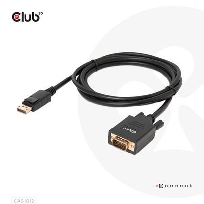 CLUB3D DisplayPort to VGA Cable M/M, 2 m, DisplayPort, VGA (D-Sub), Mannelijk, Mannelijk, Recht