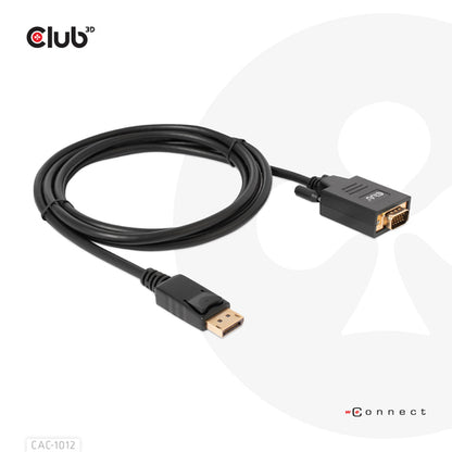 CLUB3D DisplayPort to VGA Cable M/M, 2 m, DisplayPort, VGA (D-Sub), Mannelijk, Mannelijk, Recht