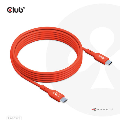 CLUB3D USB2 Type-C Bi-Directional Cable, Data 480Mb,PD 240W(48V/5A) EPR M/M 2m USB IF GECERTIFICEERD, 2 m, USB C, USB C, USB4 Gen 2x2, Rood
