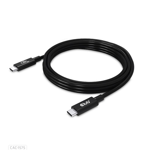 CLUB3D USB4 Gen2x2 Type-C Bi-Directional Cable 4K60Hz, Data 20Gbps, PD 240W(48V/5A) EPR M/M 2m USB IF GECERTIFCIEERD, 2 m, USB C, USB C, USB4 Gen 2x2, 20 Gbit/s, Zwart