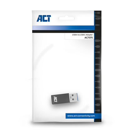 ACT USB-A naar USB-C adapter, USB Type-C, USB Type-A, Grijs