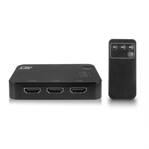 ACT 4K HDMI Switch 3x1, HDMI, Zwart, 60 Hz, 1920 x 1080 (HD 1080), 3840 x 2160, 1080p, 2160p, 4096 x 2160 Pixels