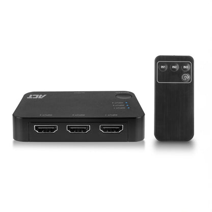 ACT 4K HDMI Switch 3x1, HDMI, Zwart, 60 Hz, 1920 x 1080 (HD 1080), 3840 x 2160, 1080p, 2160p, 4096 x 2160 Pixels