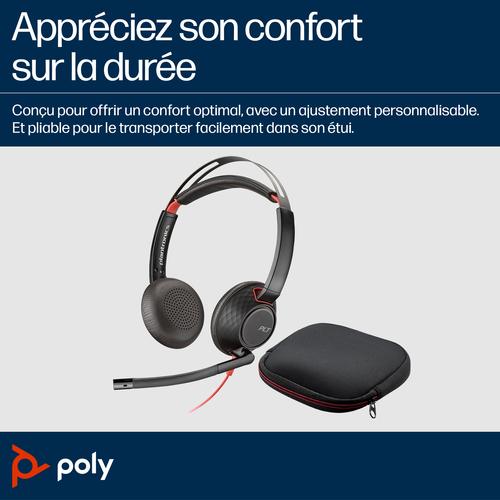 HP Poly Blackwire 5220 stereo USB-C-headset + 3,5 mm stekker + USB-C/A-adapter