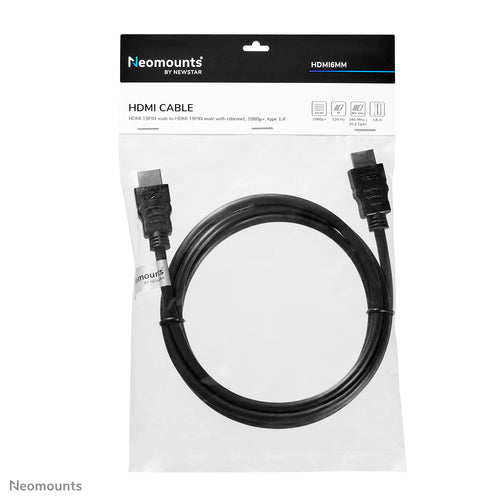 Neomounts HDMI6MM HDMI kabel - 1.8 meter, Zwart, Kunststof, 90 g, 320 mm, 5 mm, 300 mm