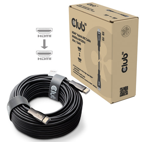 CLUB3D HDMIâ¢ Hybrid AOC Cable 8K60Hz/4K120Hz 50m / 164.04ft, 50 m, HDMI Type A (Standaard), HDMI Type A (Standaard)