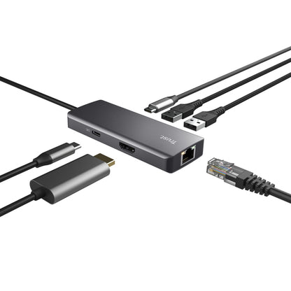 Trust Dalyx, USB Type-C, USB 2.0, 1000 Mbit/s, 60 Hz, 3840 x 2160 Pixels, Zilver