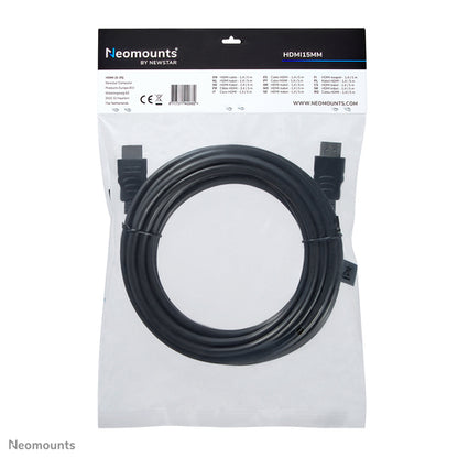 Neomounts HDMI15MM HDMI kabel - 5 meter, Zwart, Kunststof, 190 g, 290 mm, 9 mm, 300 mm