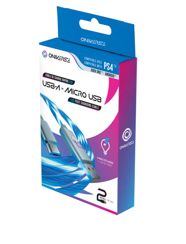 Oniverse ONICAB1-MICUSB2-WHT, 2 m, USB A, Micro-USB B, Blauw, Zilver