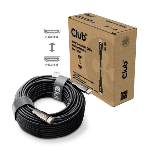 CLUB3D HDMIâ¢ Hybrid AOC Cable 8K60Hz/4K120Hz 50m / 164.04ft, 50 m, HDMI Type A (Standaard), HDMI Type A (Standaard)