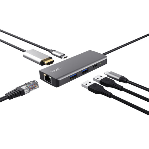 Trust Dalyx, USB Type-C, USB 2.0, 1000 Mbit/s, 60 Hz, 3840 x 2160 Pixels, Zilver