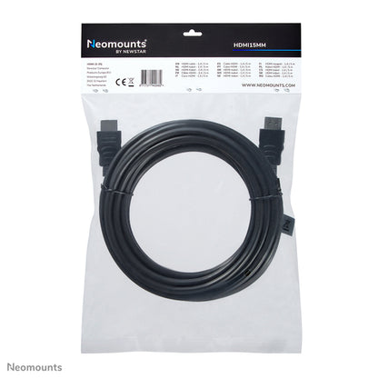 Neomounts HDMI15MM HDMI kabel - 5 meter, Zwart, Kunststof, 190 g, 290 mm, 9 mm, 300 mm