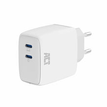 ACT USB-C Lader 65W 2-poorts met Power Delivery PPS en GaNFast, Auto, AC, 20 V, 3,25 A, Wit